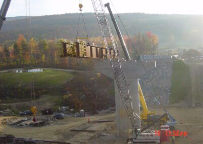 Setting a pair of radius bridge girders-Furnace Brook Bridge