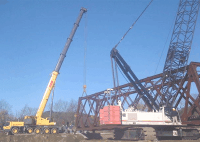 Setting 125' 135 ton Chester RR Bridge after Hurricane Irene damage