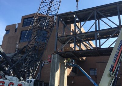 Erecting an elevated walkway at UVM Medical Center