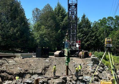 CCS Constructors crew driving pile for a new bridge